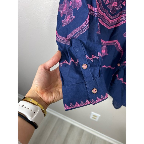 Anthropologie Embroidered Relaxed Button Down Shirt - Picture 8 of 11